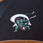 Hand-painted water-repellent parasol featuring Fujin and Raijin (Wind God and Thunder God).
