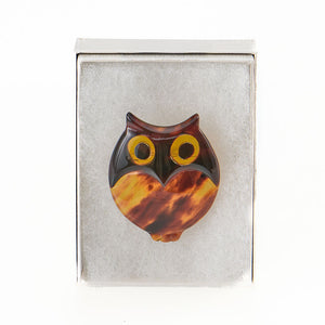 Tortoiseshell owl brooch