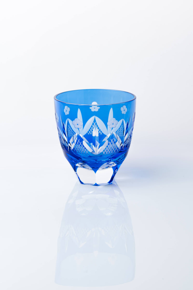 Edo Kiriko Round Rocks Glass "Shochikubai" in Paulownia Wood Box