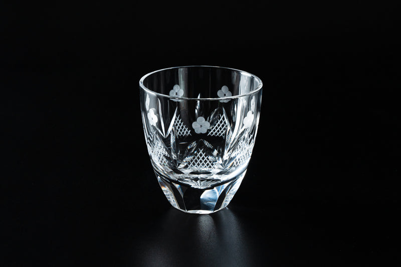 Edo Kiriko Round Rocks Glass "Shochikubai" in Paulownia Wood Box