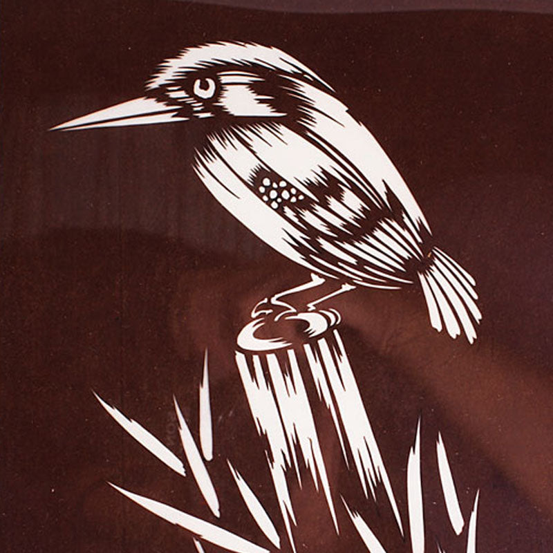Edo-style carving framed kingfisher