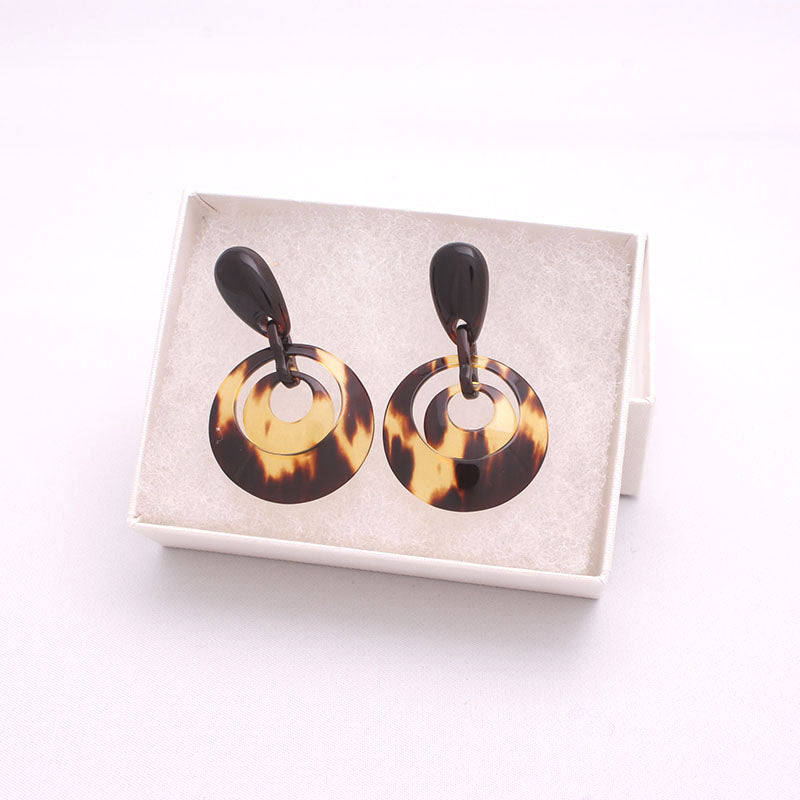 Tortoiseshell earrings (2 rows)