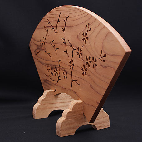 Fan-shaped carving, openwork cherry blossoms