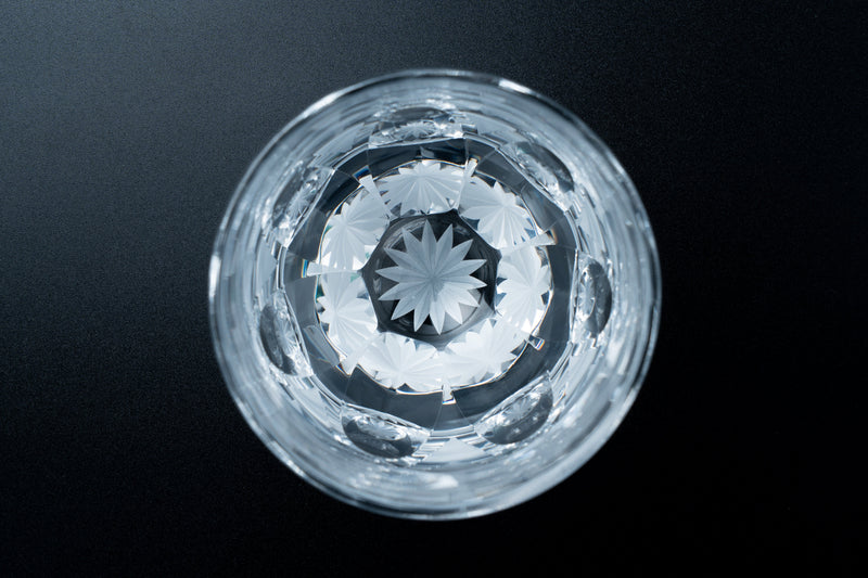 Edo Kiriko Round Rocks Glass "Shochikubai" in Paulownia Wood Box
