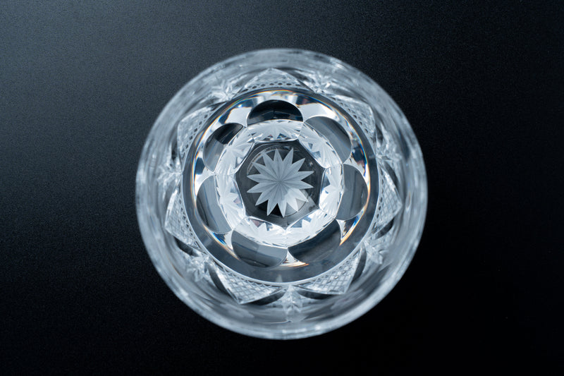 Edo Kiriko Round Rocks Glass "Shochikubai" in Paulownia Wood Box