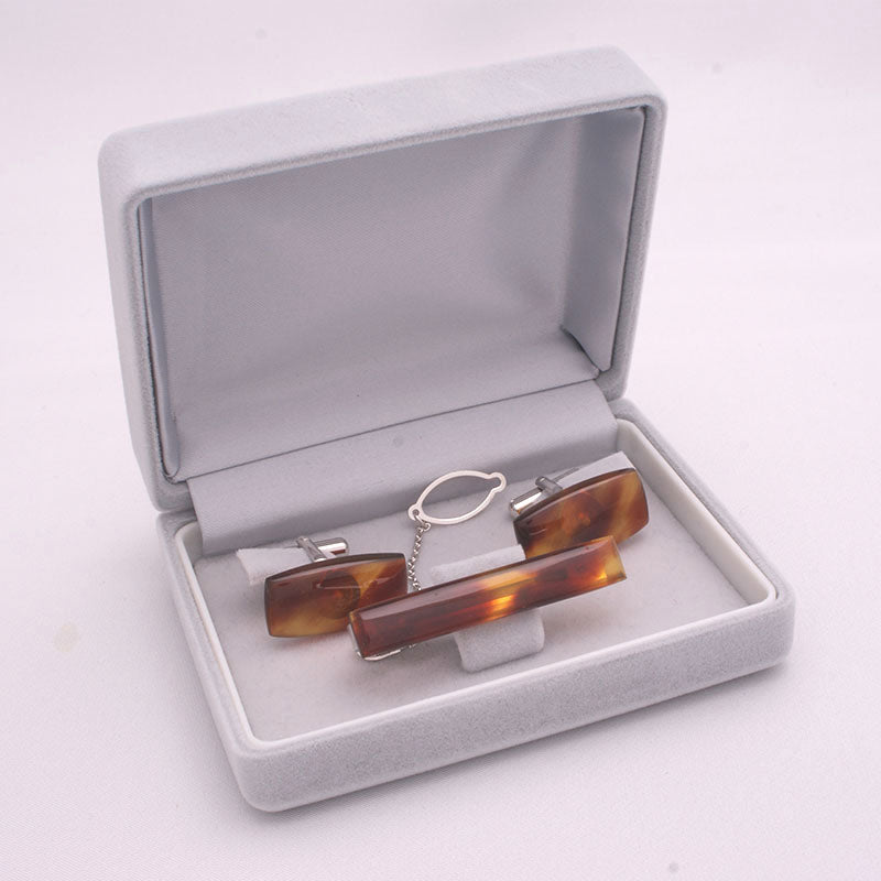 Tortoiseshell tie pin & cufflinks