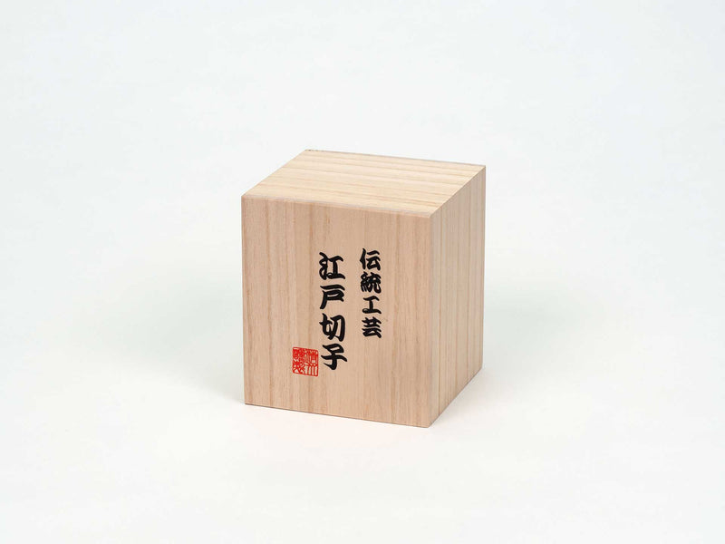 Edo Kiriko Round Rocks Glass "Shochikubai" in Paulownia Wood Box