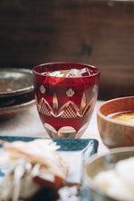 Edo Kiriko Round Rocks Glass "Shochikubai" in Paulownia Wood Box