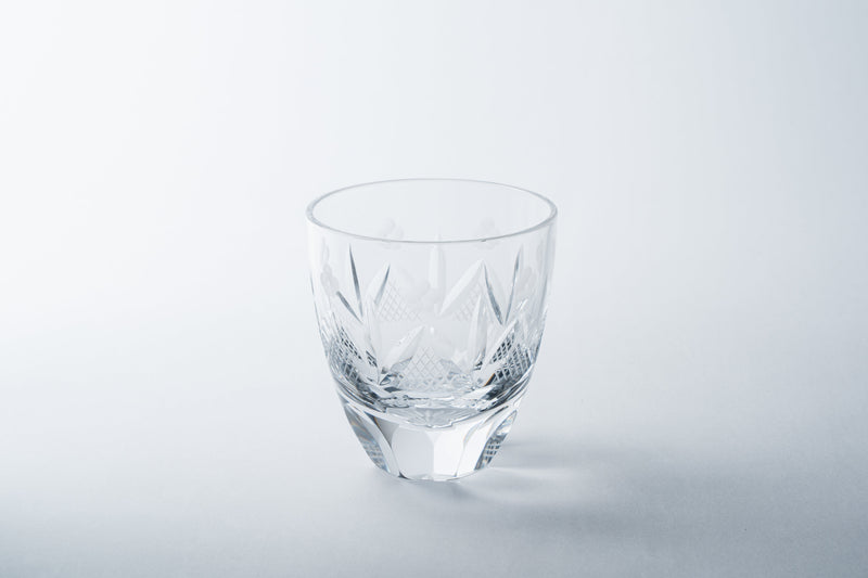 Edo Kiriko Round Rocks Glass "Shochikubai" in Paulownia Wood Box