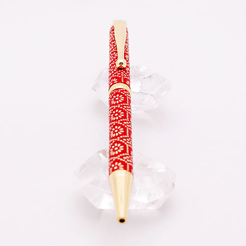 Inden Slim Ballpoint Pen, Tortoiseshell and Chrysanthemum Design
