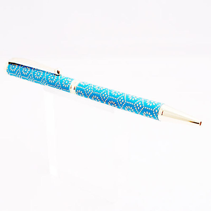 Inden Slim Ballpoint Pen, Tortoiseshell and Chrysanthemum Design