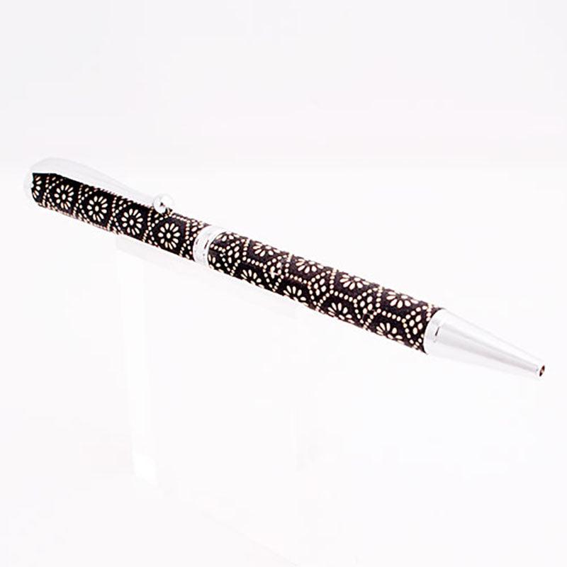 Inden Slim Ballpoint Pen, Tortoiseshell and Chrysanthemum Design