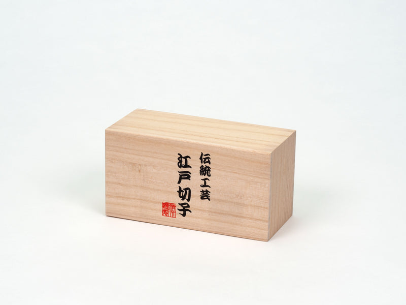 Traditional Edo Kiriko sake cups "Sasa no Hoshi s" pair set in paulownia wood box